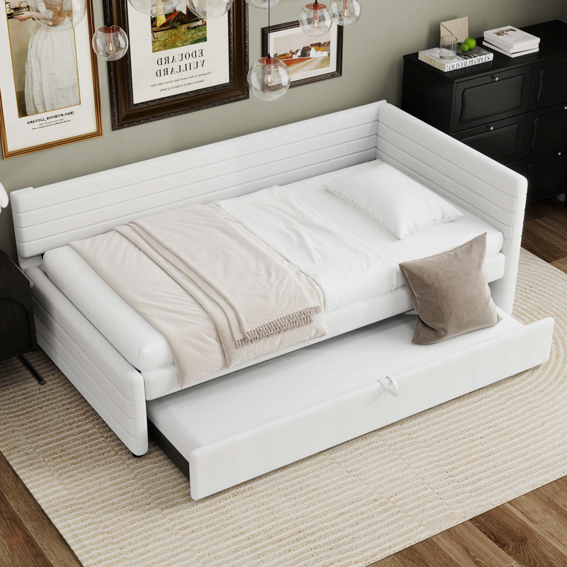 Lit de jour rembourré avec couchette, Blanc