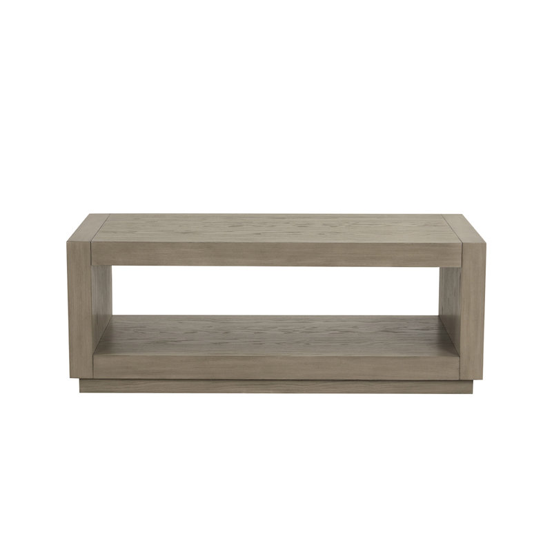 Table basse rectangulaire avec tablette inférieure pour le salon, Naturel