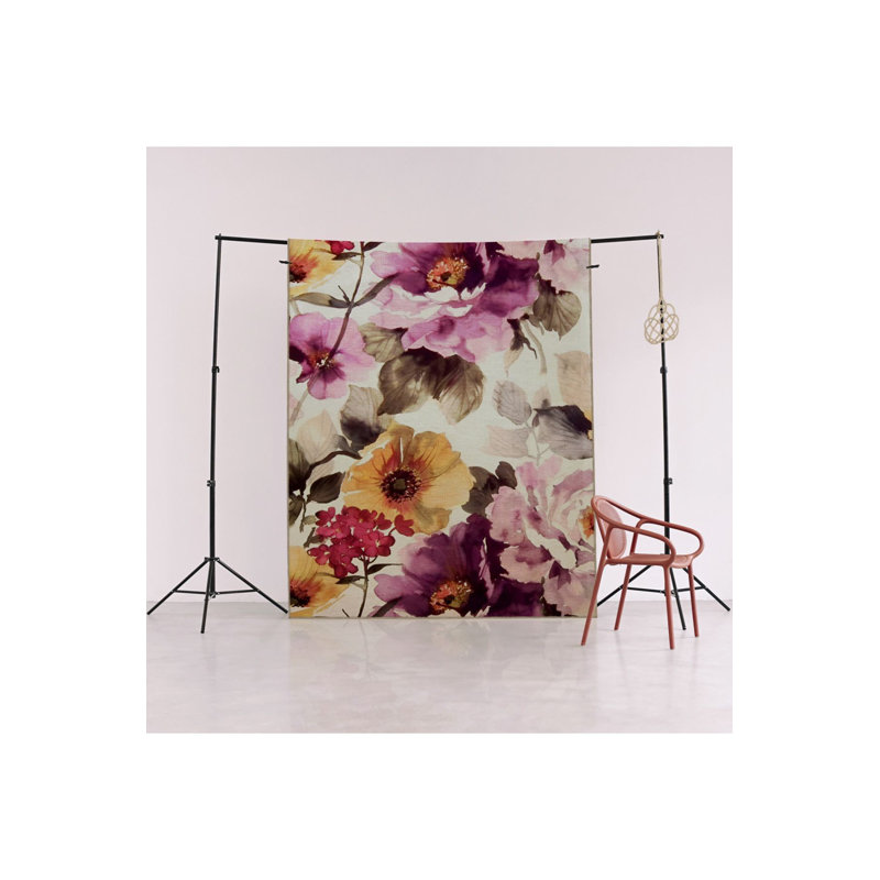 Tapis décoratif moderne à motif mauve à motif de roses, Sous-tapis rectangulaire 5 pi 1 po x 7 pi 7 po inc