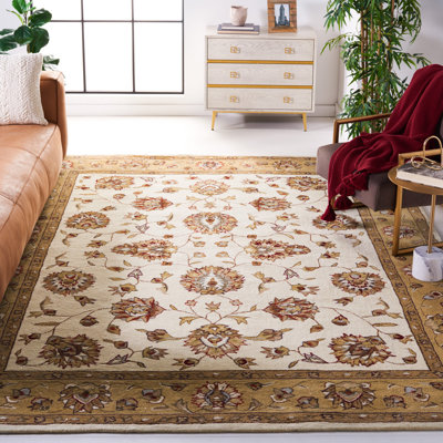Cloverdale Hand-Hooked Cotton Ivory/Beige Area Rug