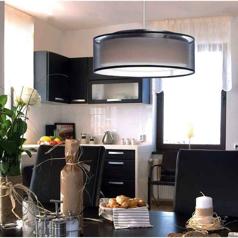 Lustre cylindrique unique à 5 lumières Jessalyn, Nickel satiné noir