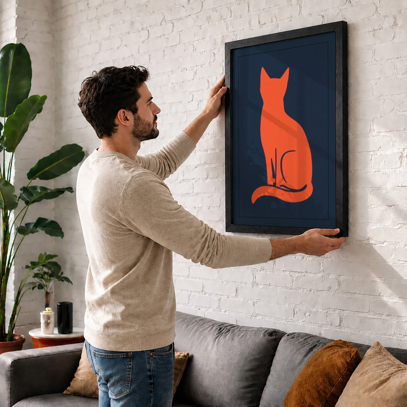 Silhouette in Red Minimalist - Framed Print, Unframed, A2 - 59.4 x 42.0 cm