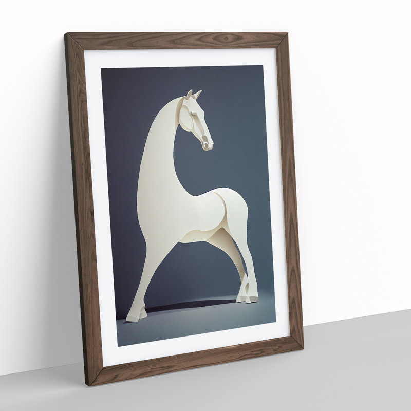Horse - Framed Print, 64cm H x 46cm W x 2cm D, Walnut