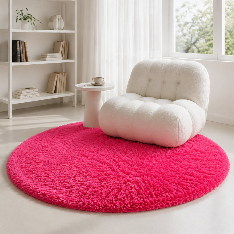 Plush Round Area Rug, Soft Fuzzy Shag Rug for Bedroom Living Room Balcony, Fluffy Carpet for Home Decor, Non-Slip Cozy Decorative Rug.