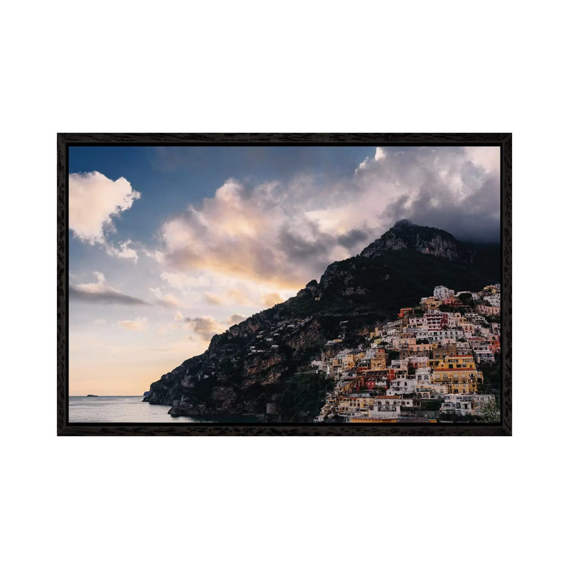 Positano Sunset VI by Bethany Young - Print on Canvas, Black Framed, 66.04cm H x 101.6cm W x 3.81cm D