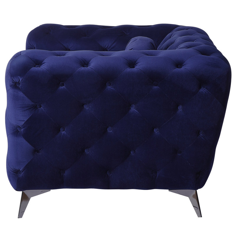 Causeuse en velours bleu Atronia