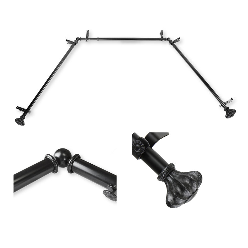 Ensemble de tringle à rideaux simple et quincaillerie Diboll Bay, Noir