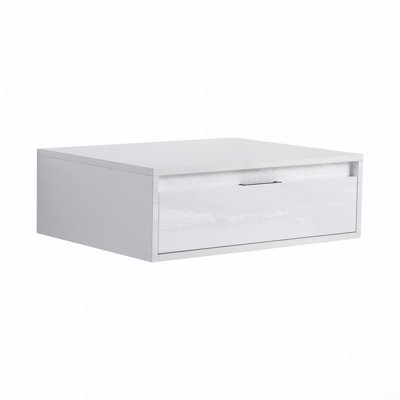 Armoire de salle de bain 24 po, tiroir à fermeture en douceur, conception à fixation flottante, blanc brillant, emballage Kd, (meuble-lavabo seulement)