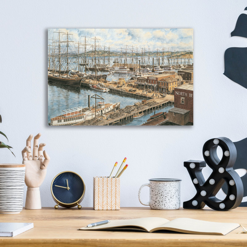Breakwater Bay «The Valleyjo St. Wharf» par Stanton Manolakas, art mural en verre acrylique, H 12 po x l 16 po x P 0,13 po