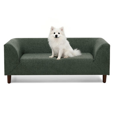 Olive Rectangular Dog With And , Soft Cushioned Comfort For Small Medium Canines, Stable Short Legs, 39.5" X 23" 14", Linen Upholstery Modern Bed Cushion Dogs, Leg Design, 39.5"*23"*14", Fabric