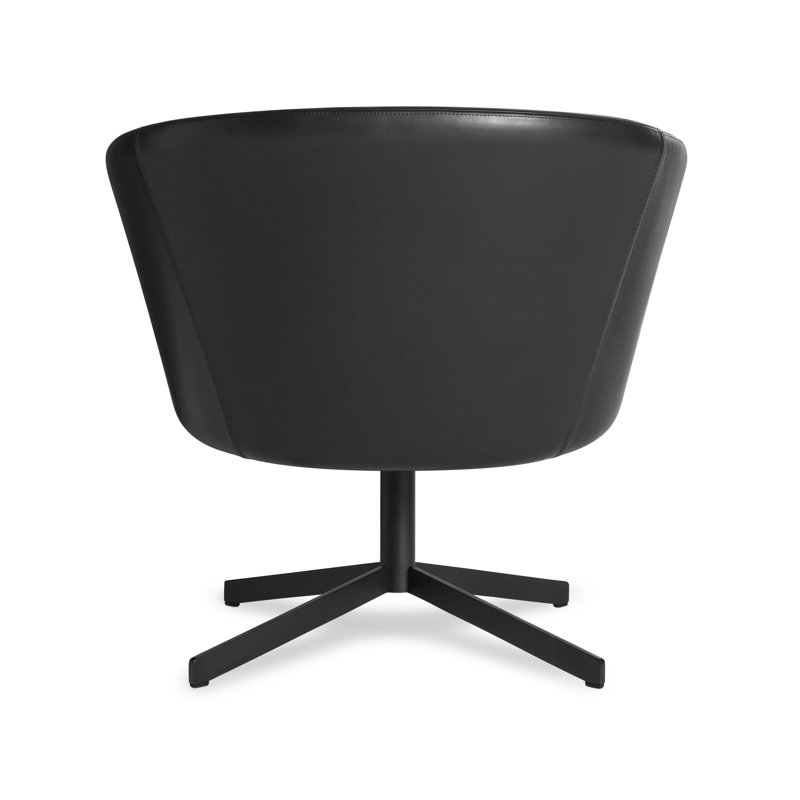Close Encounter Swivel Barrel Chair, Onyx Genuine Leather