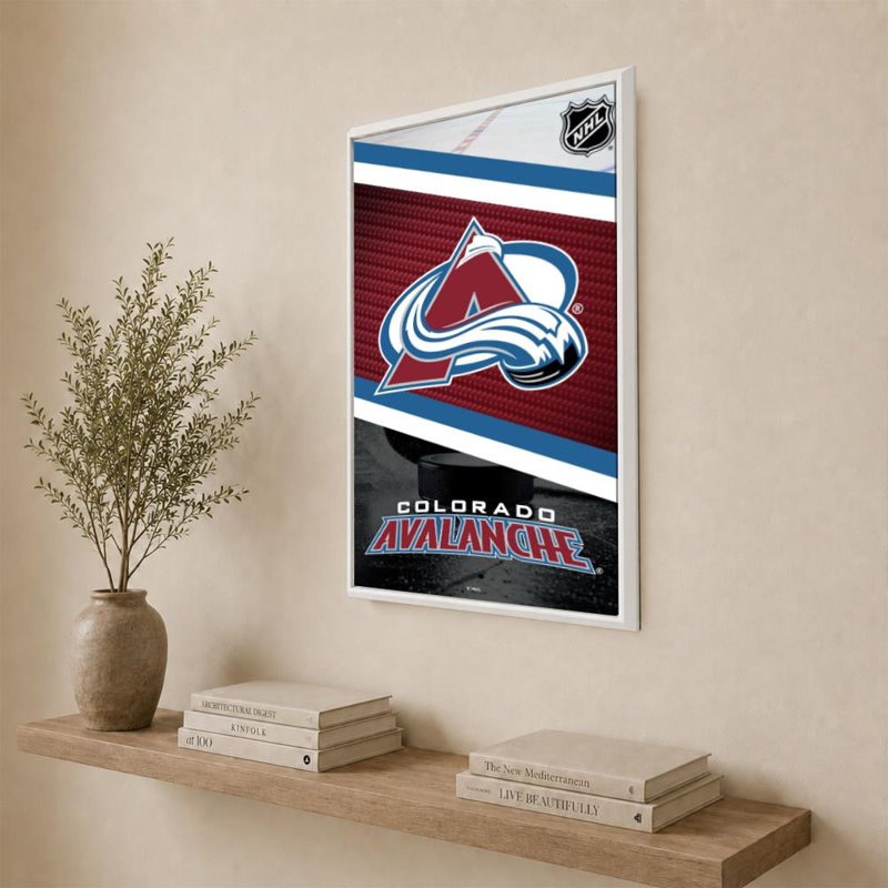 Décoration murale Colorado Avalanche NHL, H 36 po x l 24 po, Cadre flottant biseauté, Blanc