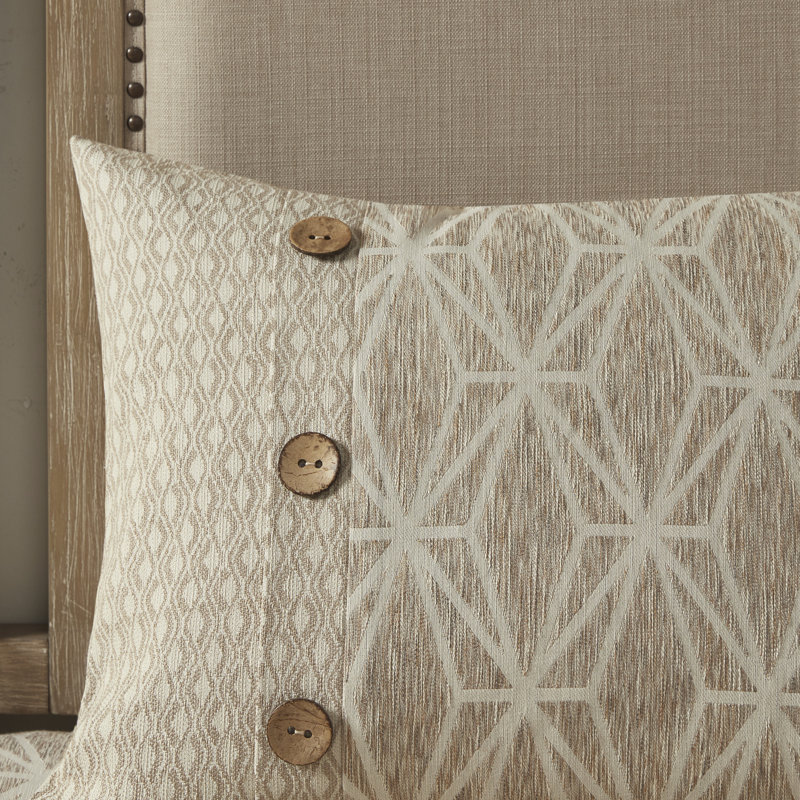 Ivory Queen Cotton Jacquard Comforter Set with Button Accents
