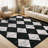 Machine Washable Rugs Distressed Trellis Rug for Living Room Non Slip Stain Resistant Carpet Modern Checkered Farmhouse Floor Cover-273544855
