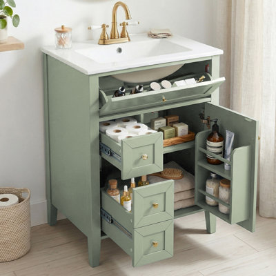 24" Modern Bathroom Vanity With Ceramic Sink