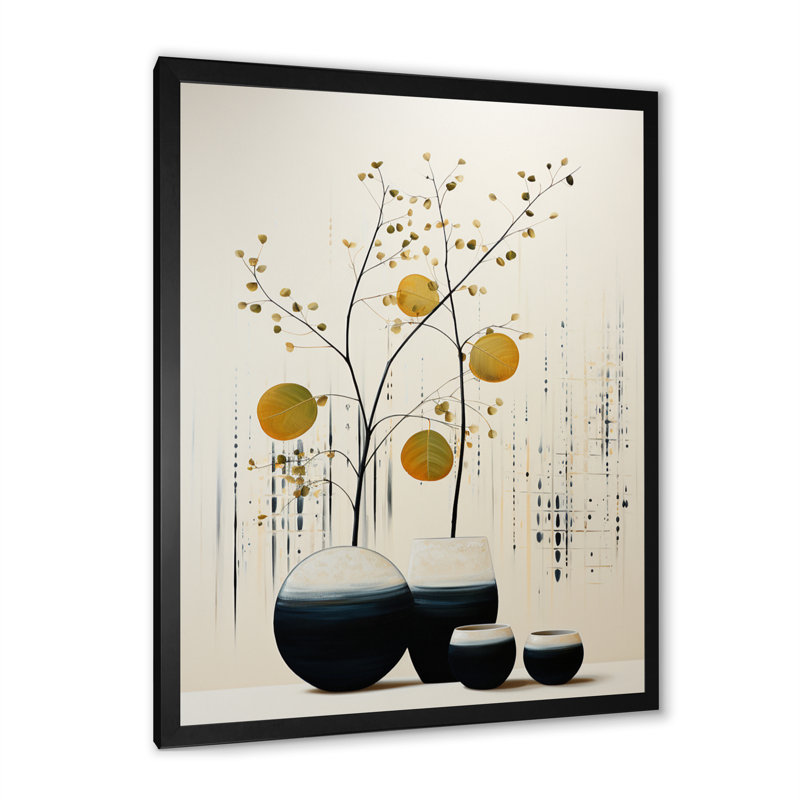 "Beige jaune jaune minimaliste", éditions sur toile, Cadre photo noir, H 20 po x l 12 po x P 1 po
