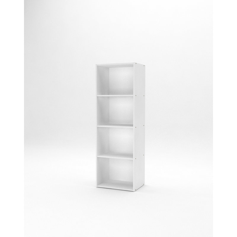 4‑Tier Open Shelf Bookcase – High-Density Engineered Wood, (4 Shelves) 47.36"H x 15.9"W x 11.77"D, White