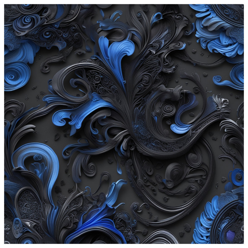 Housses de couette tourbillons complexes bleu noir, Lit simple