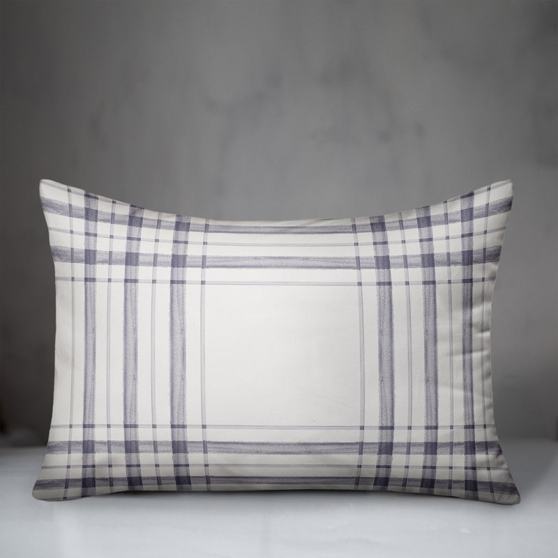 Plaid Outdoor Throw Pillow, Blue