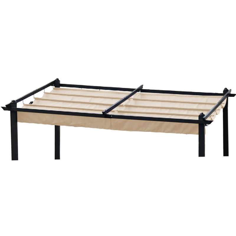 Auvent de remplacement pour pergola de patio 10 x 10 en kaki, protégé, résistant aux intempéries, rétractable à l'eau, bloquant le soleil