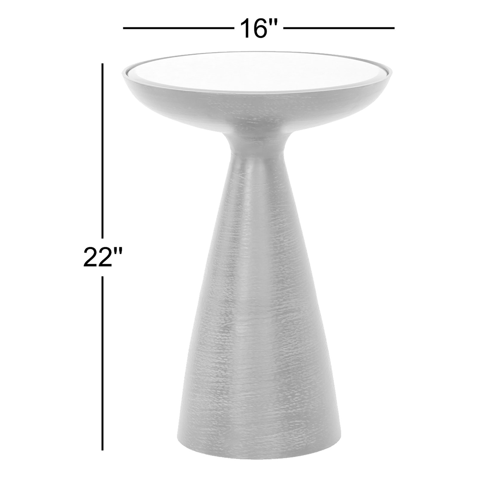 Baya Round Pedestal End Table, Ash Glass, Brushed Bronze