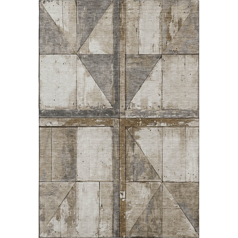 Premium Machine Washable Mayfield AMF1876 Geometric Rug, Rectangle 9' x 12'