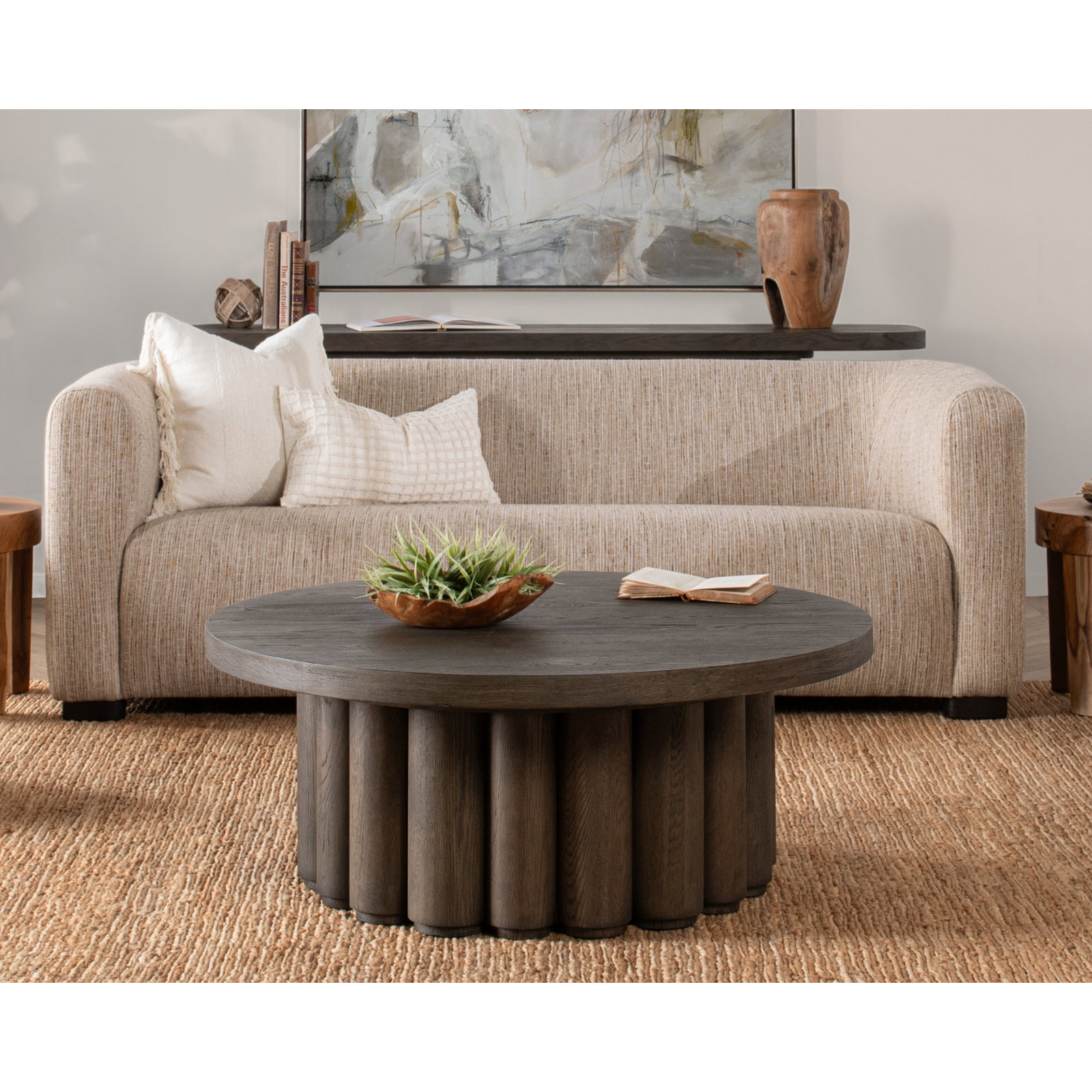 Tiber Round Coffee Table, Dark Brown