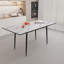 Table à manger extensible moderne, table blanche et chaises en lin beige, base en métal, pouvant accueillir de 2 à 6 personnes de 47 à 63 po, avec