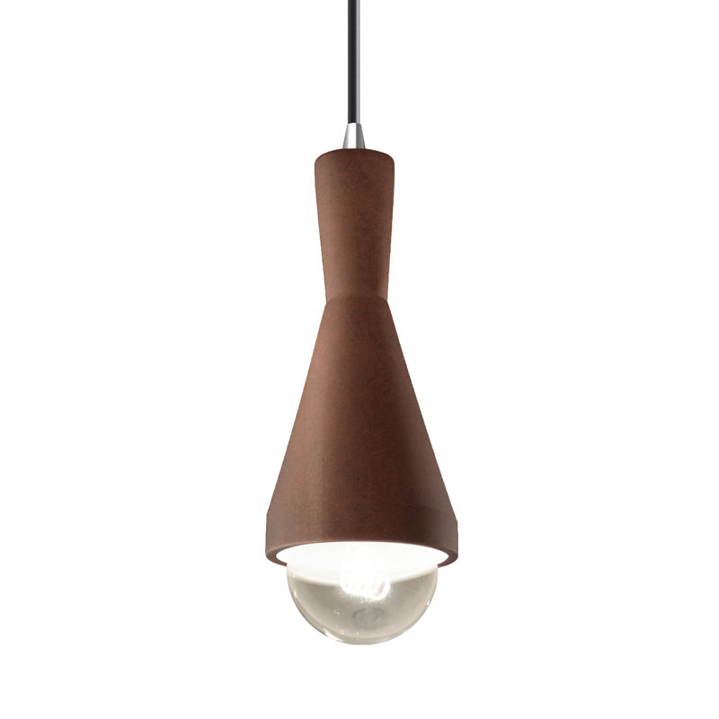 Luminaire suspendu conique à 1 lumière Breeona avec détails en métal, Chrome poli, Cuivre antique