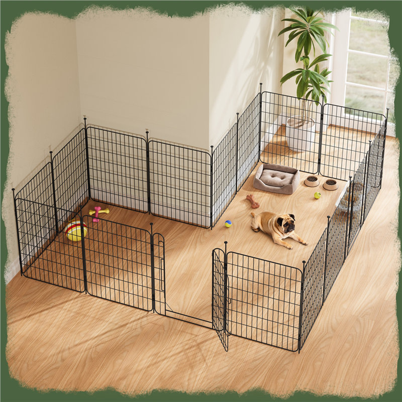 Panneaux de parc pour grand chien avec porte pour petits chiens, H 31,50 po x l 145,30 po x P 48,40 po