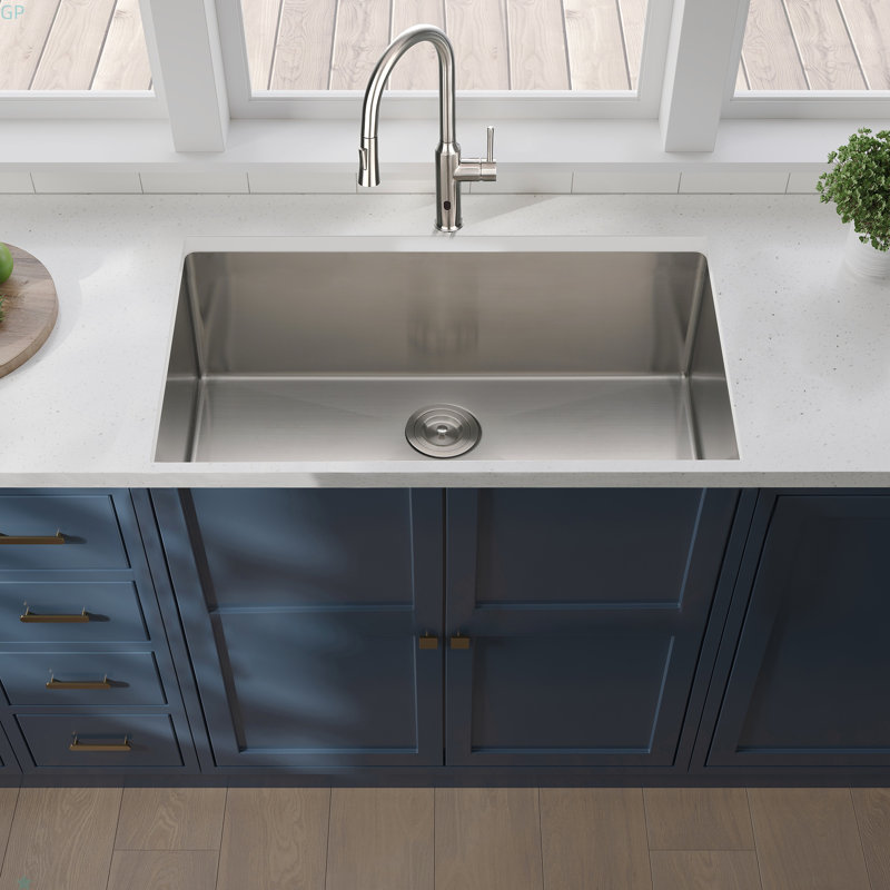 33X19x10"Undermount Single Bowl Stainless Steel Kitchen Sink, Black