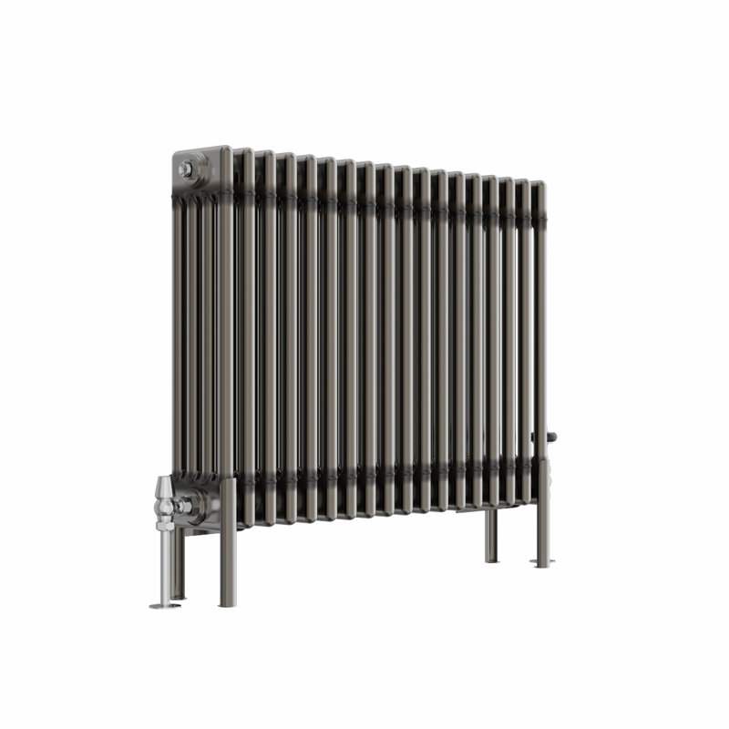 Doty Horizontal Traditional 4 Column Radiator Raw Metal, 60cm H x 83cm W x 14cm D