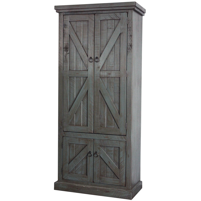 Zimmerman 74.75'' Kitchen Pantry, Rustic Dark Blue