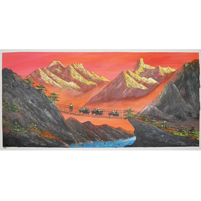 Coucher de soleil sur le mont Everest | Huile sur toile | Peinture à l'huile sur toile