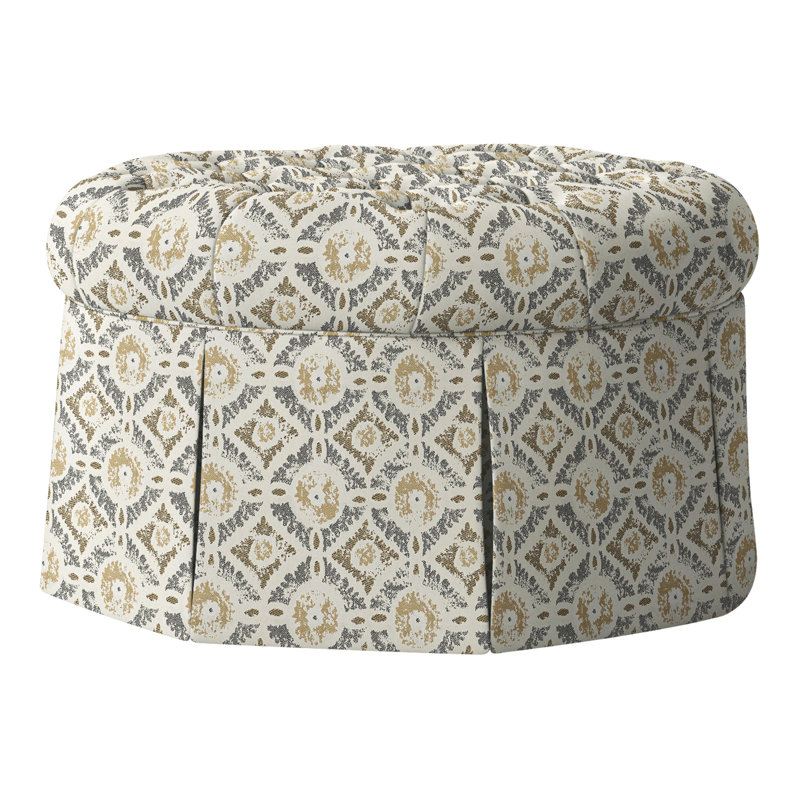 Alma 35" Tufted Round Cocktail Ottoman, Perigold Wittstock Mist