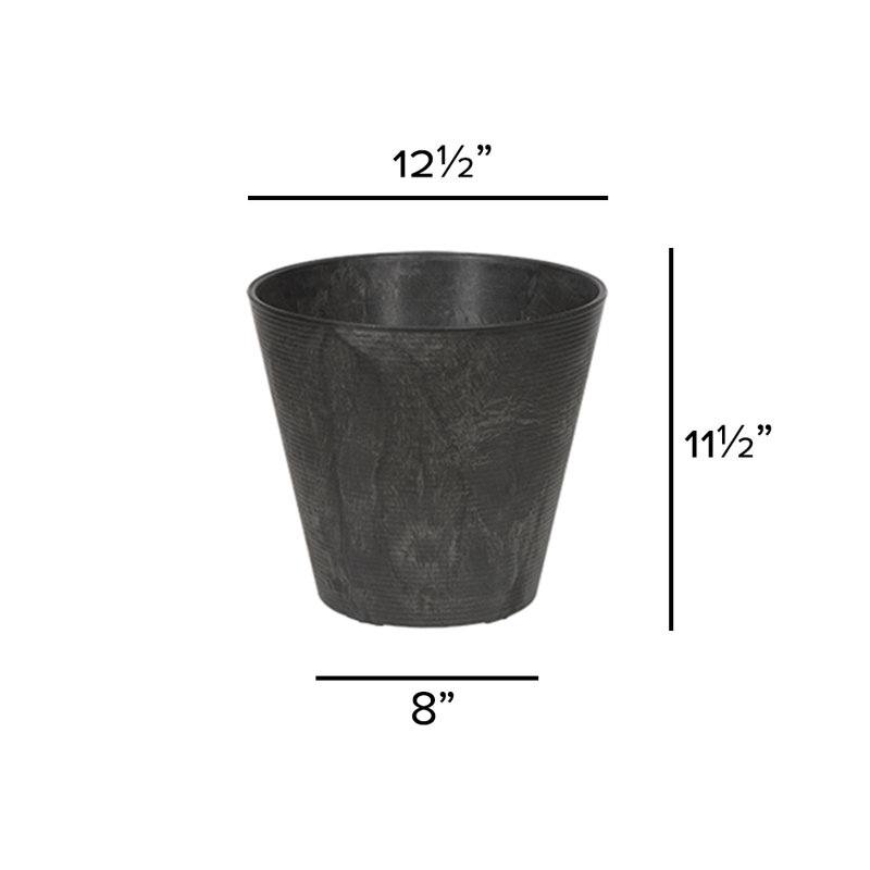 Pot à fleurs en résine Carreras, Noir, H 11,5 po x l 12,5 po x P 12,5 po