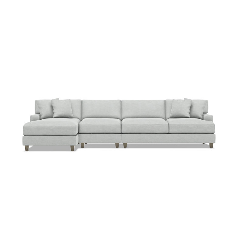 Mila 2-Piece Fabric Sectional, Left Hand Facing, Gray Polyester Blend, 33.5" H x 131" W x 61" D