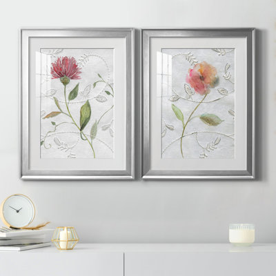 Botanical Emb broderie I - ensemble de 2 reproductions d'art