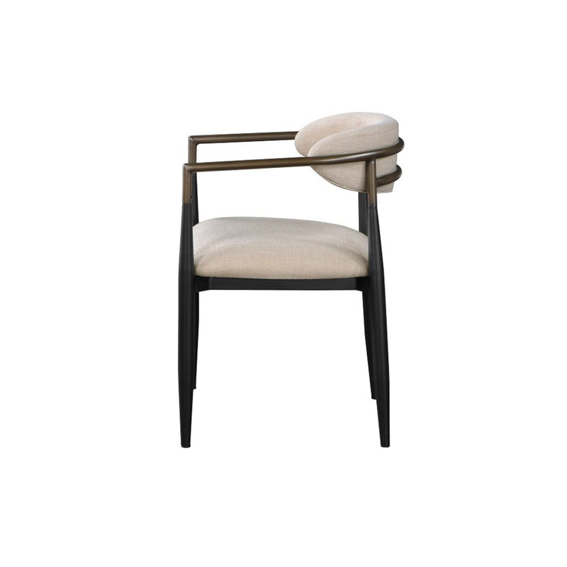 Chaise avec accoudoirs à dossier rembourré en métal Llinos