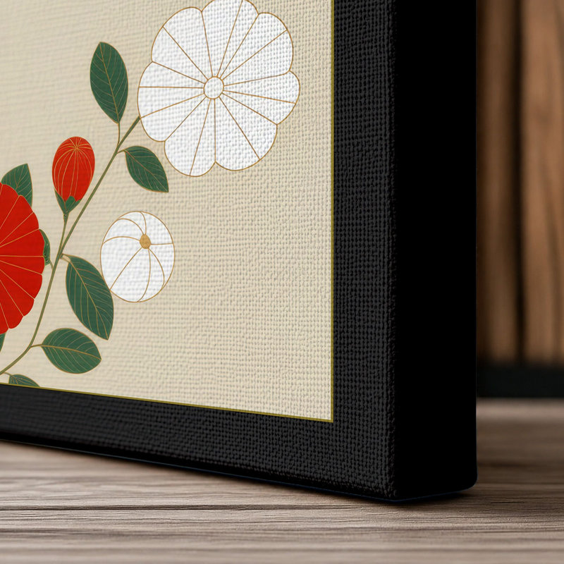 Scattered Blooms Botanical 1 Piece Wrapped Canvas Wall Art, 30x20 - 76.2 x 50.8 cm, Black Border