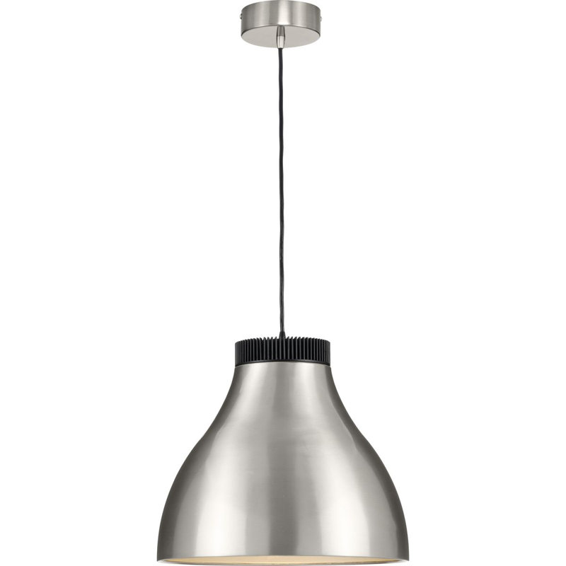 Luminaire suspendu DEL en métal moderne, Nickel brossé, H 14 po x l 16 po x P 16 po