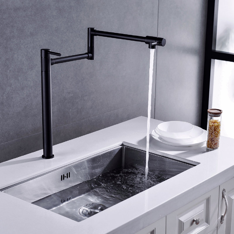 Robinet remplisseur de pot avec tige d'extension, Noir mat