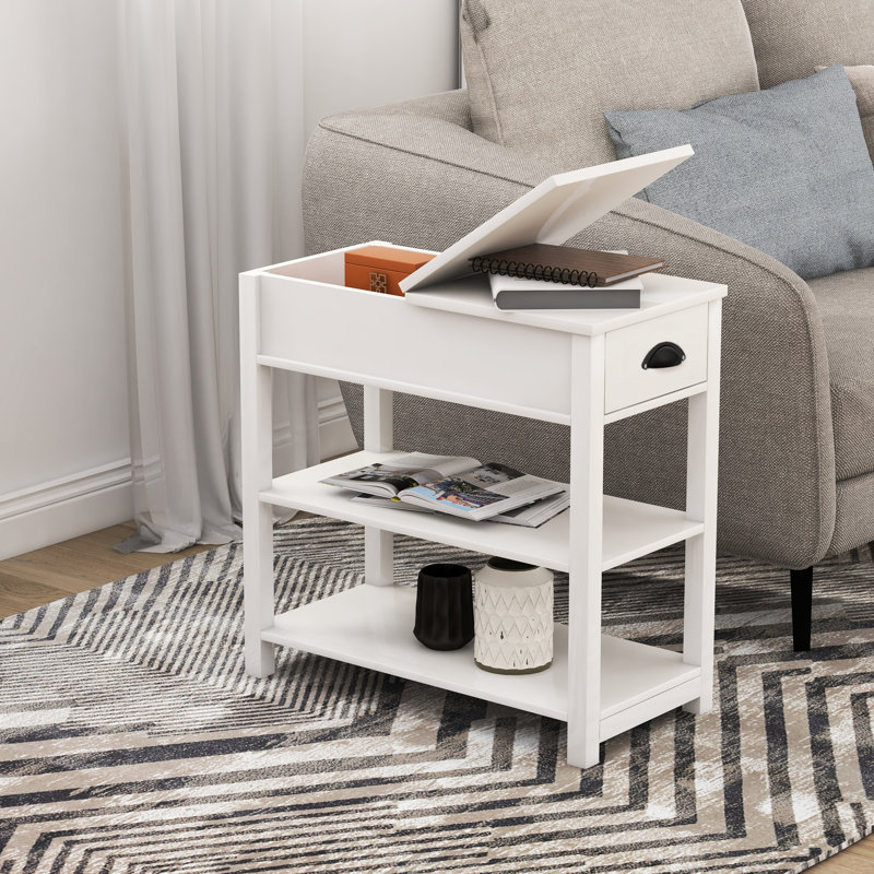 Table d'appoint étroite avec tiroirs en blanc, construction, pour étude et dortoir - cloison inférieure, usage domestique