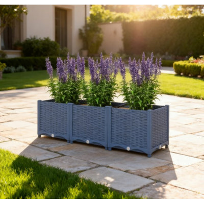 Bac à fleurs extérieur avec trous de drainage, jardin surélevé en plastique
