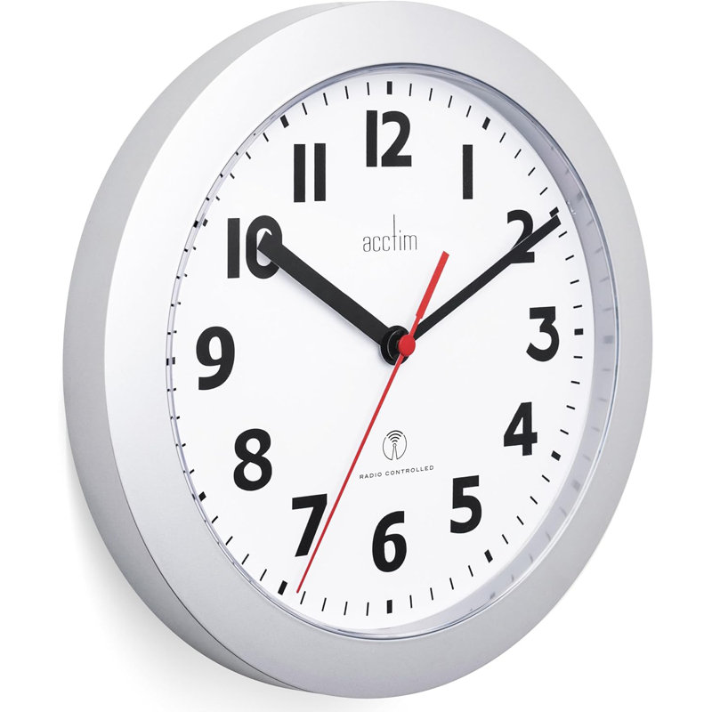 Acctim Parona Wall Clock Radio Controlled, Silver, 23 x 23 x 3.50cm