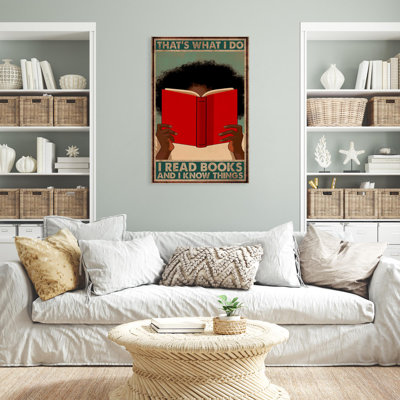 «Black Woman I lecture» - graphique rectangulaire 1 pièce «Black Woman I Read» sur toile