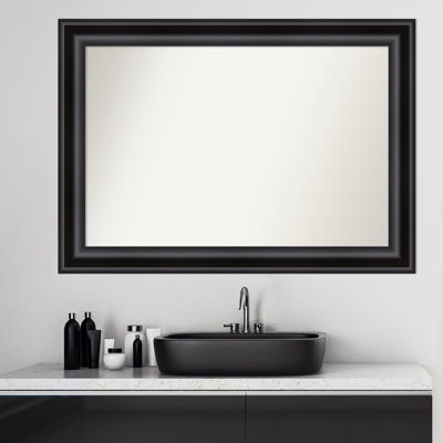 Grand Black Bathroom Vanity Non-Beveled Wall Mirror