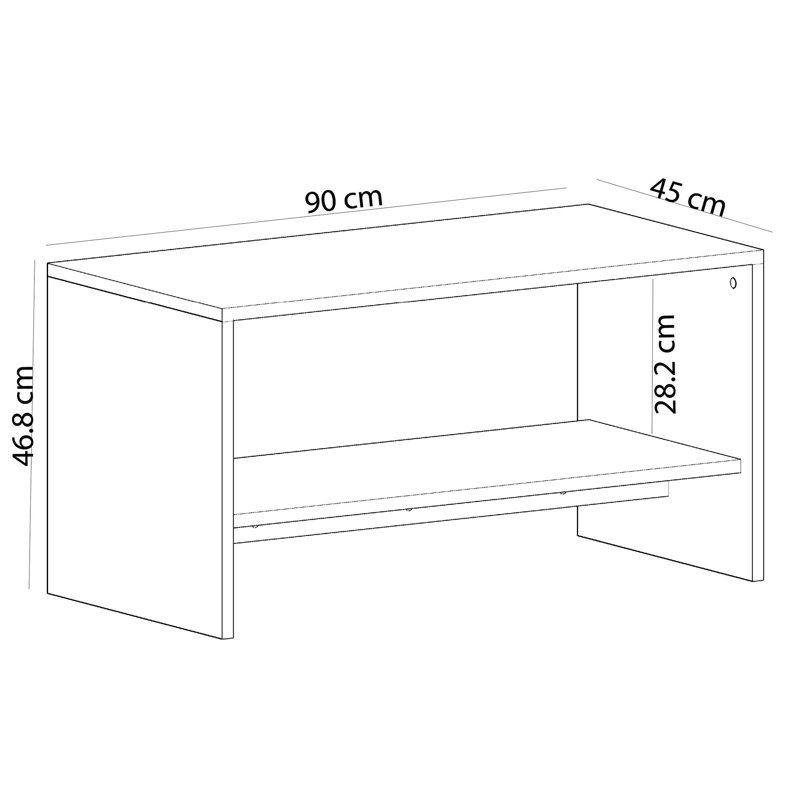 Table basse avec rangement Cozad, Blanc / chêne saphir