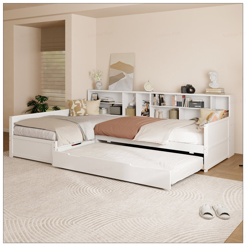 Twin L-Shaped Daybed Frame, White