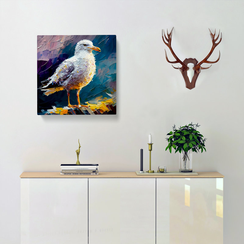 Seagull Palette Knife Painting No.1 - Wrapped Canvas, 50cm H x 50cm W x 3cm D